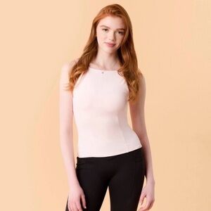 Blogilates Women's Boatneck Crisscross Tank Top Light Pink NWT